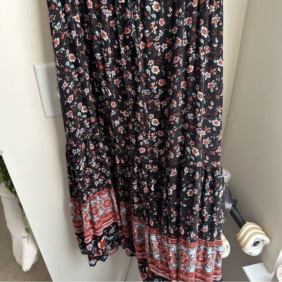 Cottagecore Staring black and pink floral midi dress - Picture 12 of 15